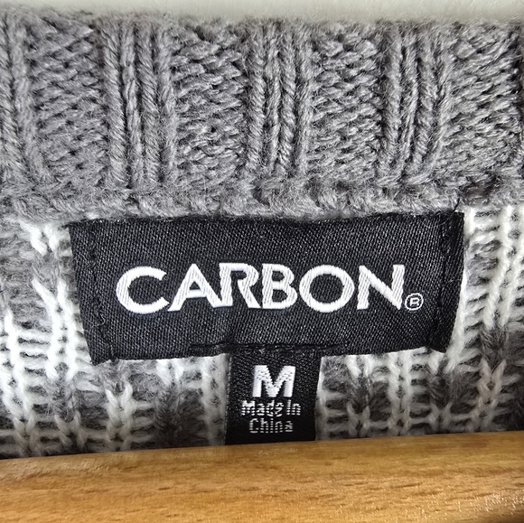 CARBON Ugly Christmas Sweater Reindeer Pooping Christmas Lights Gray & White M - Picture 2 of 6